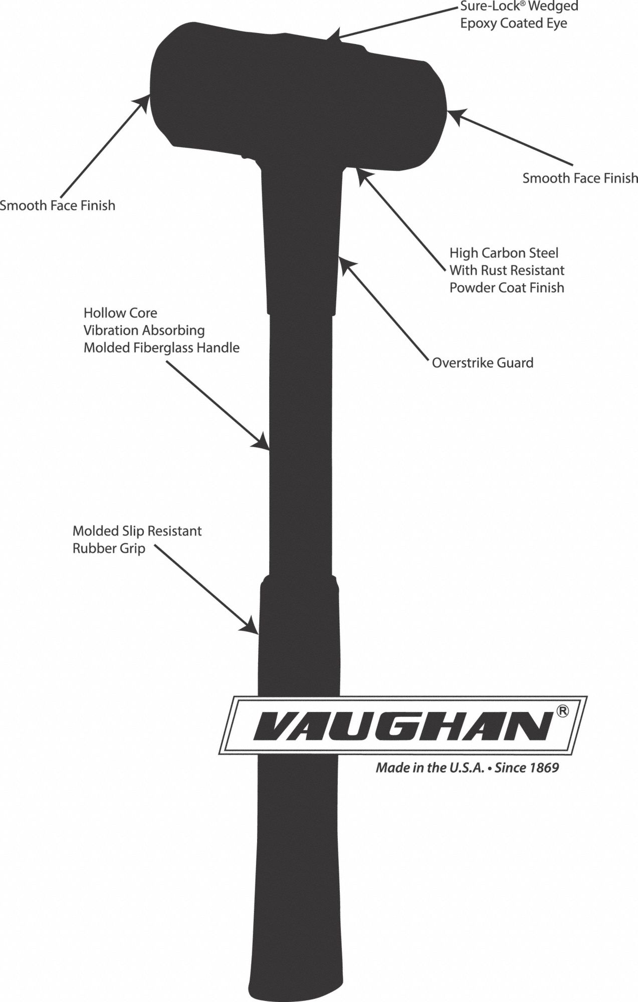 VAUGHAN Engineer Hammer, Steel, 4 lb, 151/2 in 22UZ57SDF64F Grainger
