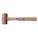 BRASS MALLET, WOOD HANDLE, 2 LB HEAD WT, 1 1/2 IN DIA, 3 1/2 IN HEAD L, 11 IN OVERALL L