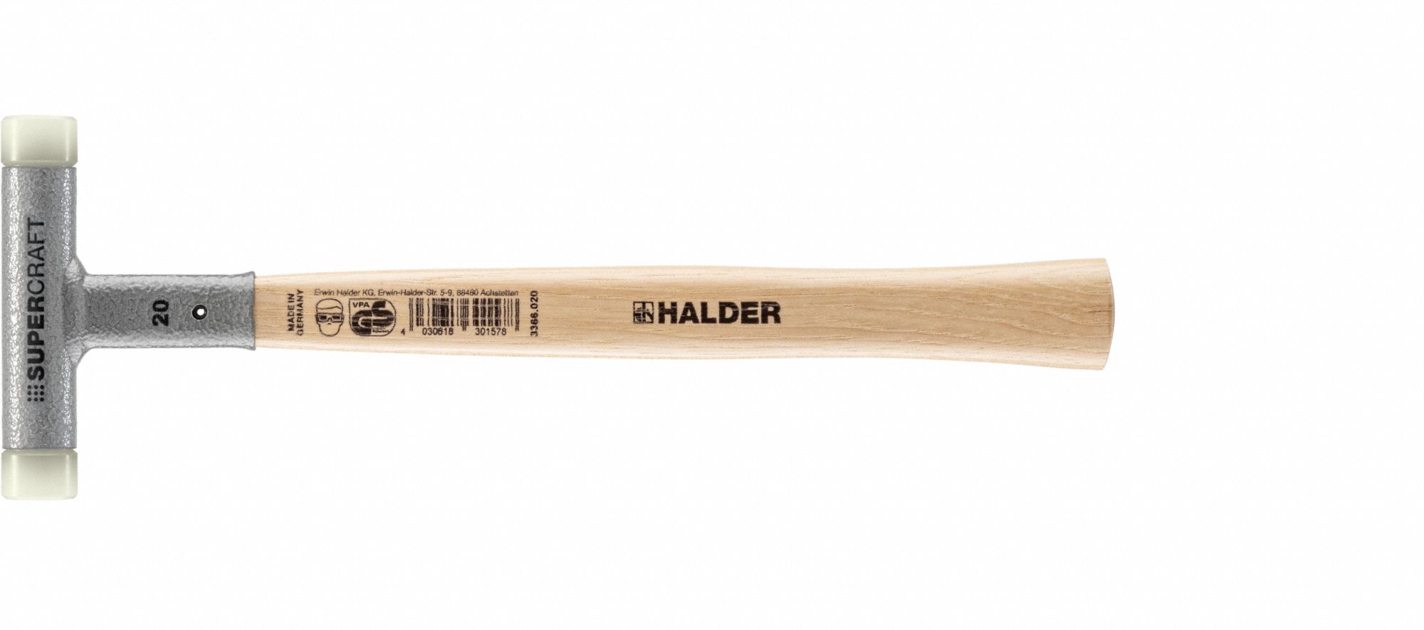 Dead Blow Hammer: Wood Handle, Plain Grip, 9 oz Head Wt, 3/4 in Hammer Face Dia, 12 in Overall Lg