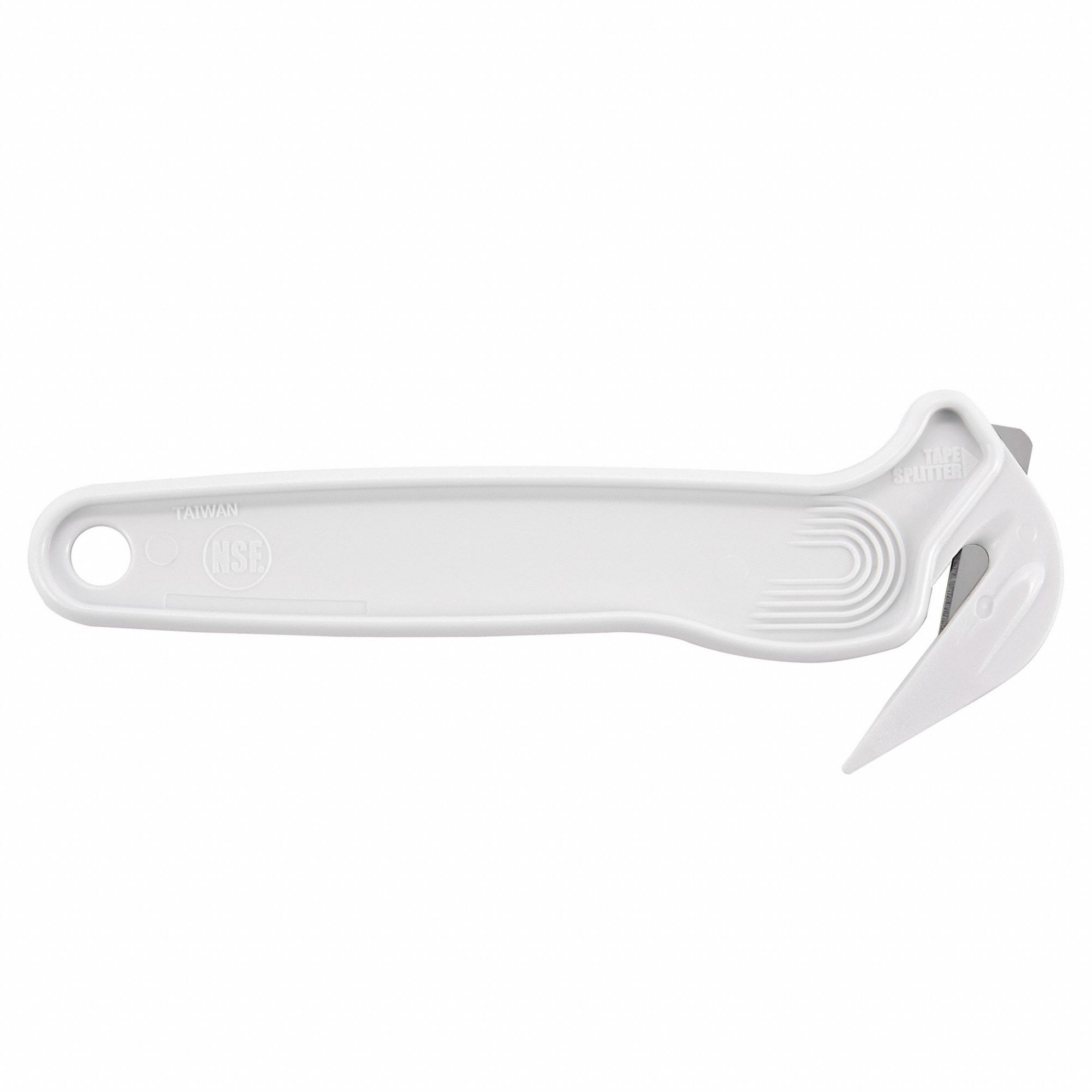 Disposable Film Cutter: 6 1/2 in Overall Lg, Straight Handle, Plain, White