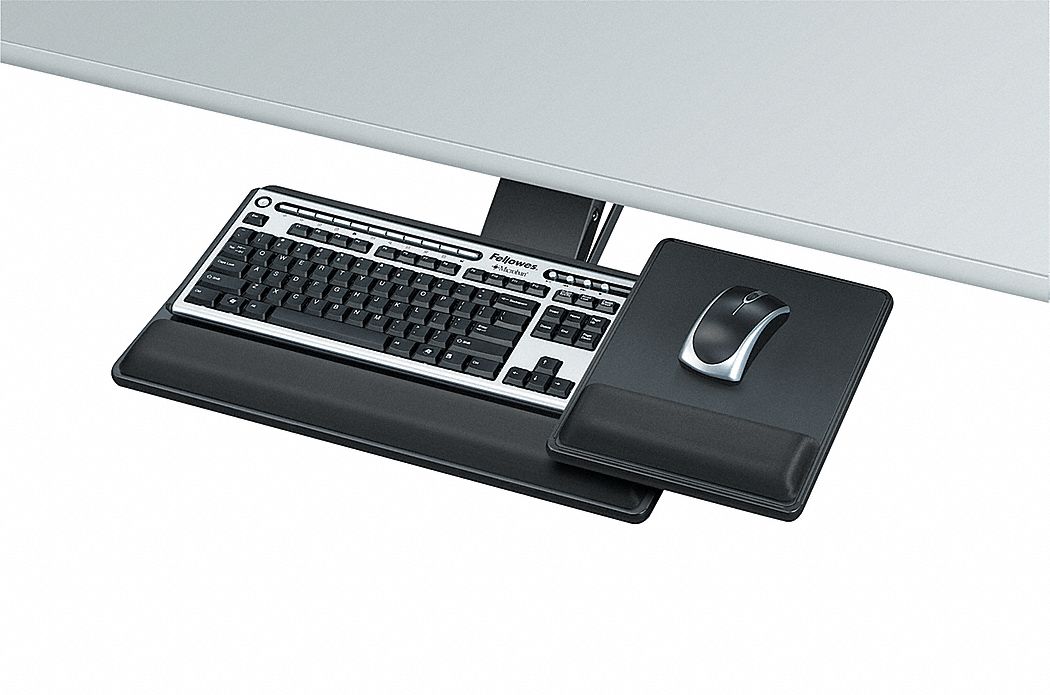 FELLOWES Keyboard Tray, Blk, Glide Track 213/4 In. 22W7808017901 Grainger