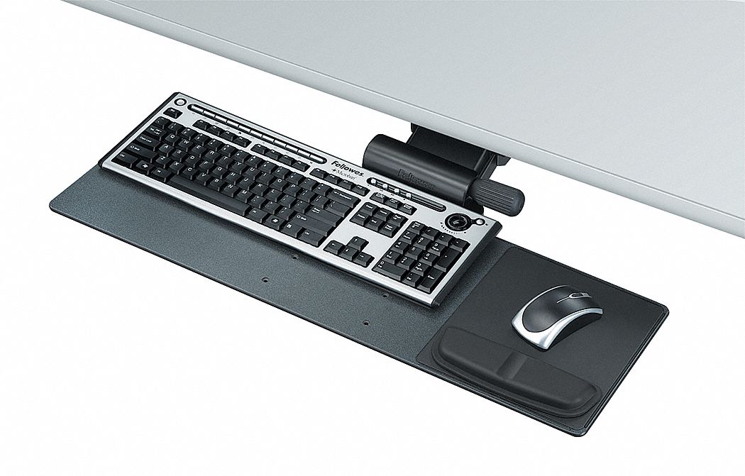 FELLOWES Keyboard Tray, Blk, Glide Track 173/4 In. 22W7818018001 Grainger