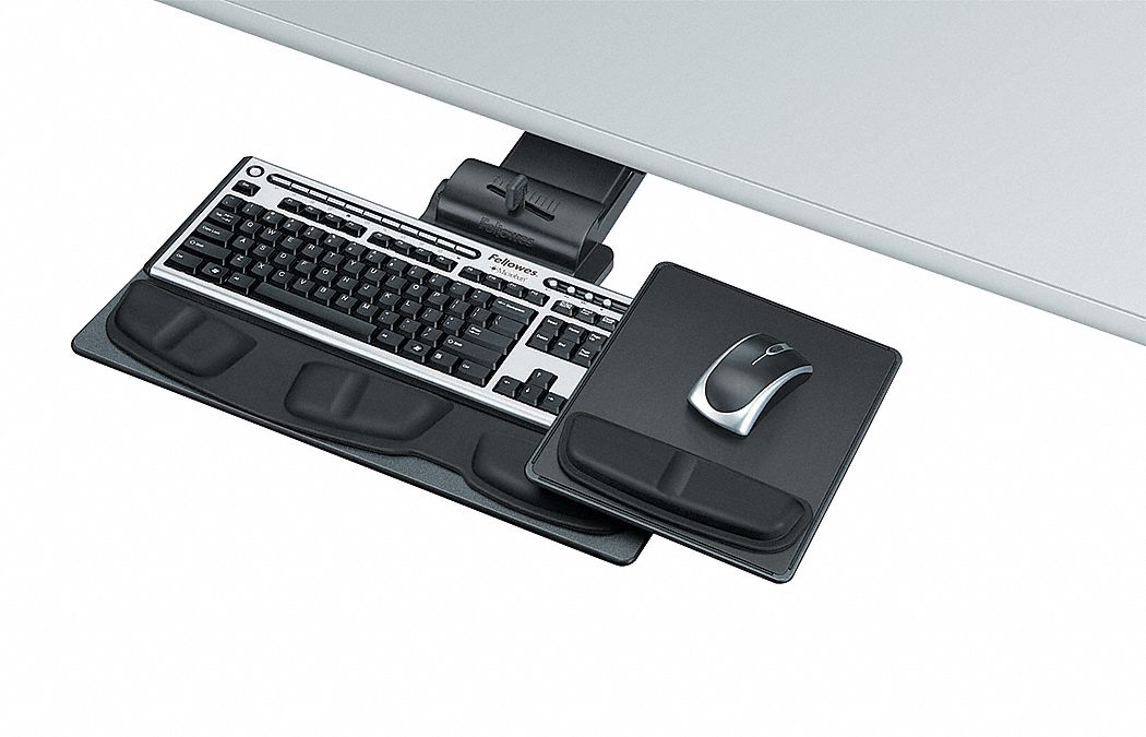 FELLOWES Keyboard Tray, Blk, Glide Track 213/4 In. 22W7888036101