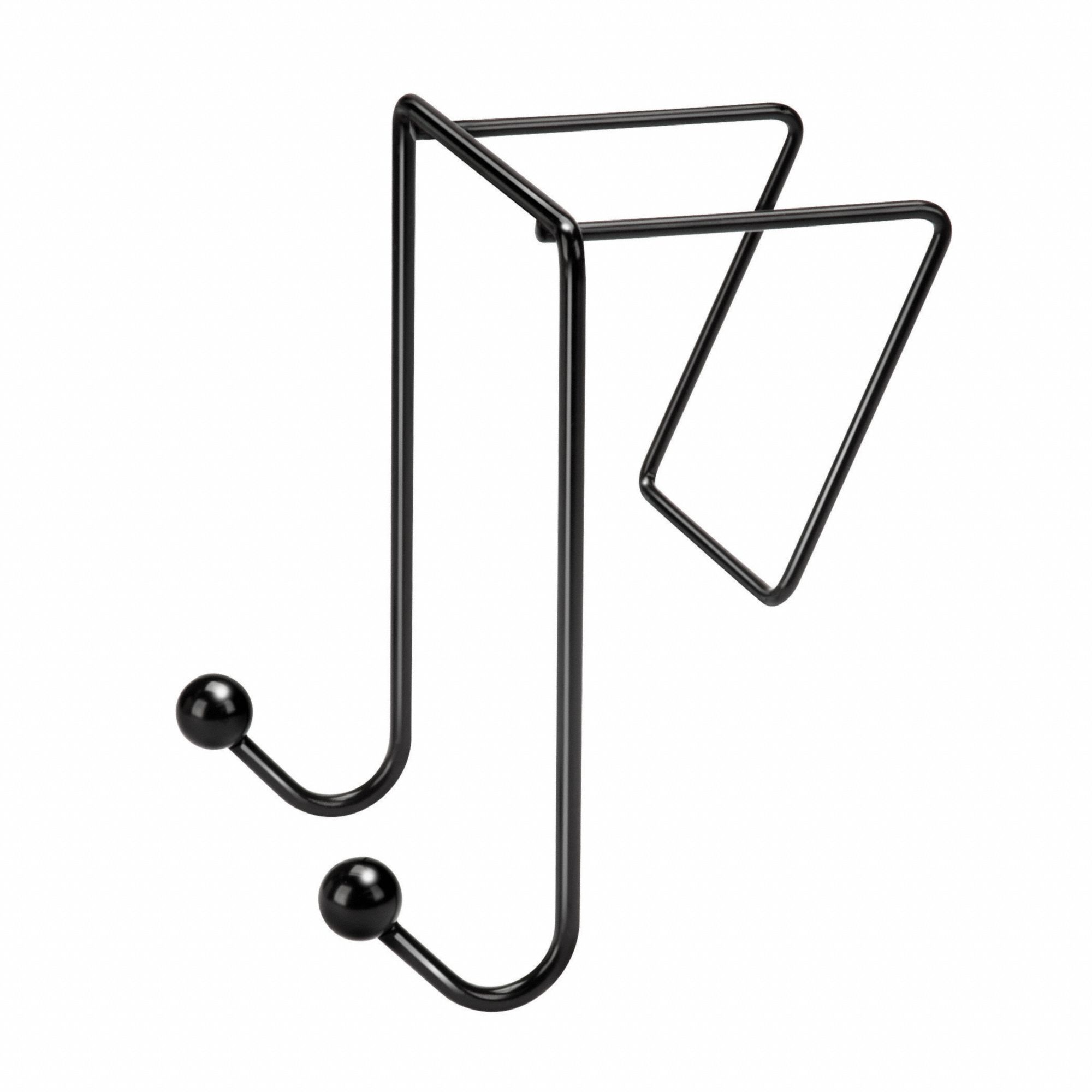 COAT HOOK, STEEL, BLACK, 6 IN OVERALL H, 4 IN OVERALL W, 5 1/8 IN OVERALL D, COAT HOOK