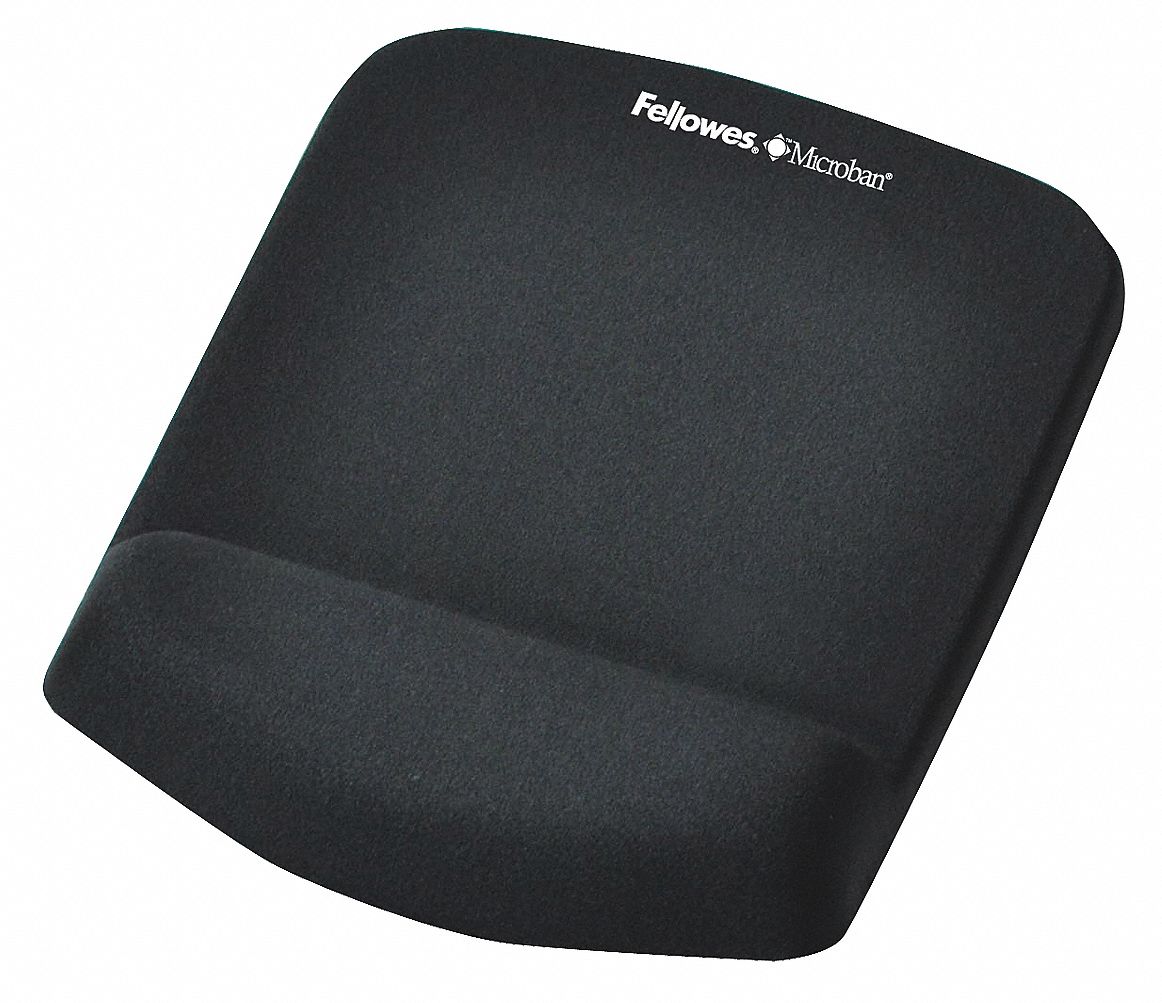 FELLOWES Mousepad w/Wrist Support, Black 22W8989252001 Grainger
