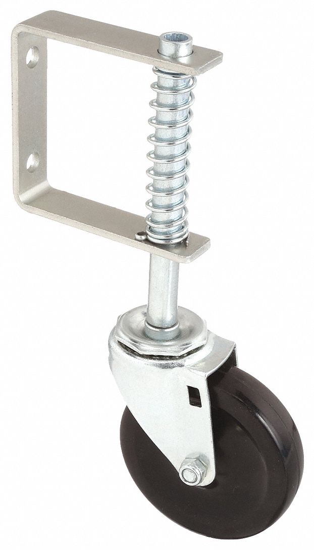 Side-Mount Caster: 4 in Wheel Dia., 125 lb, 10 1/2 in Overall Ht