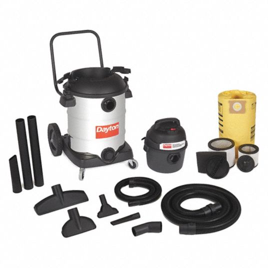 DAYTON, 16 gal Tank Size, Stainless Steel, Shop Vacuum 2 in 1