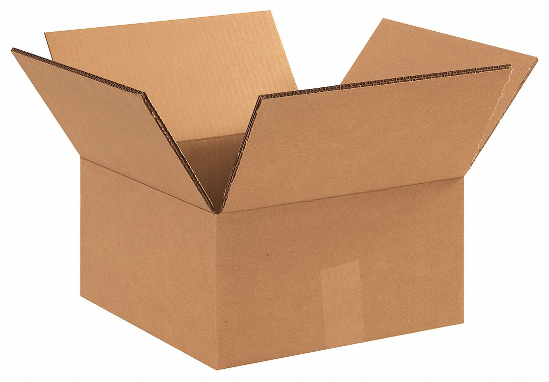 GRAINGER APPROVED Shipping Box, Flat, Heavy Duty, Double Wall, 12x12x6