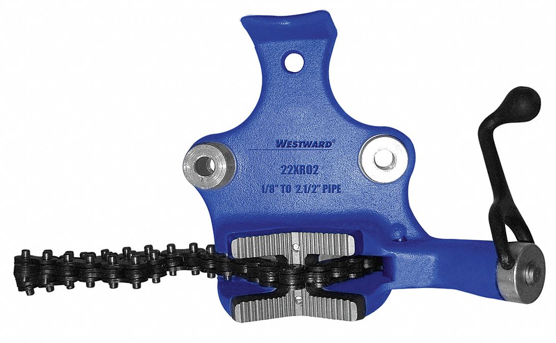 WESTWARD Bench Chain Vise 1/8 to 21/2 in Pipe Capacity, 31/2 in