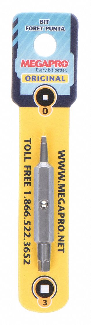 Double Ended Driver Bit: Imperial, Hand, #0 – Square#3 – Square Bit Size and Type - Filter