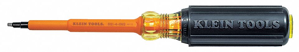 INSULATED SQUARE SCREWDRIVER, #1 TIP SIZE, 8 1/4 IN OVERALL L, 4 IN SHANK L