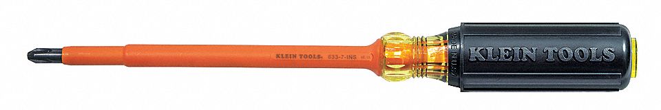 INSULATED PHILLIPS SCREWDRIVER, #3 TIP SIZE, 12 1/4 IN OVERALL L, 7 IN SHANK L