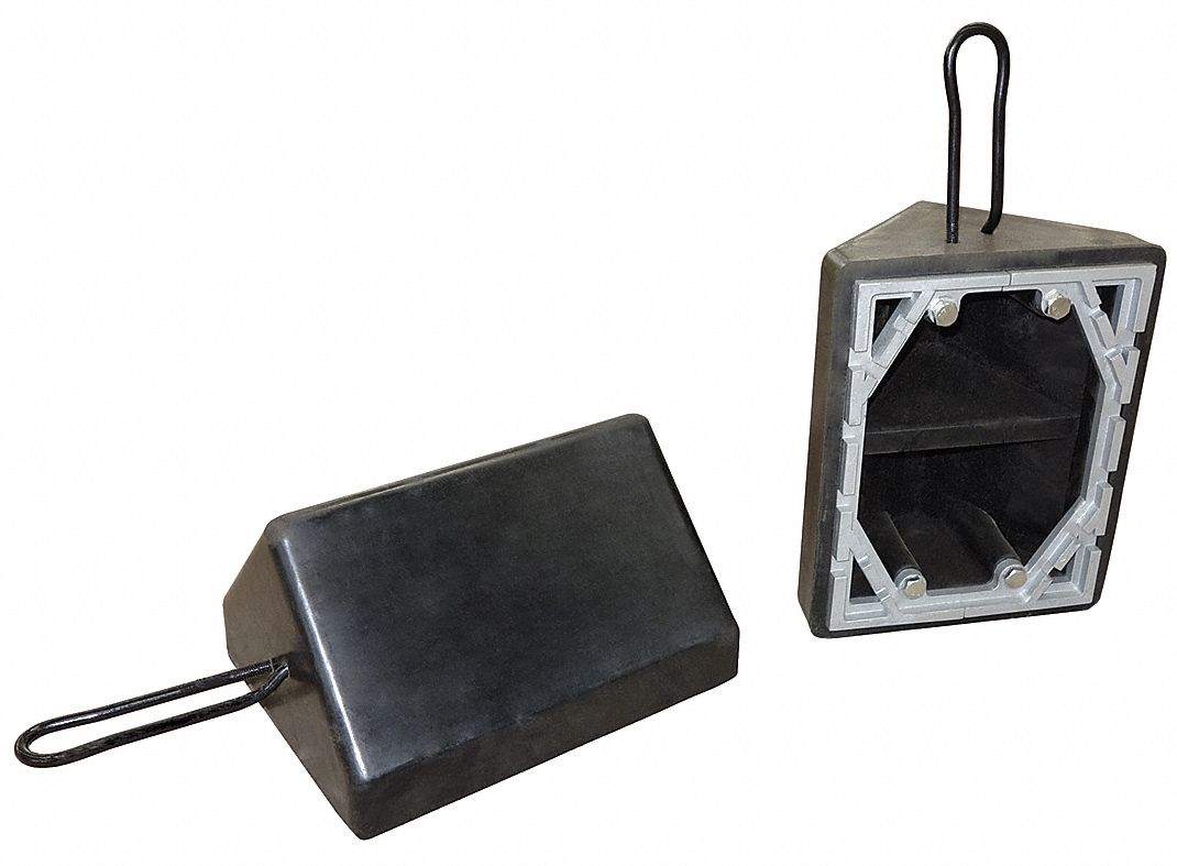 WHEEL CHOCK, RUBBER, 8 IN OVERALL L, 10 IN OVERALL W, 5½ IN OVERALL H, 1 CHOCK, BLACK, RUBBER