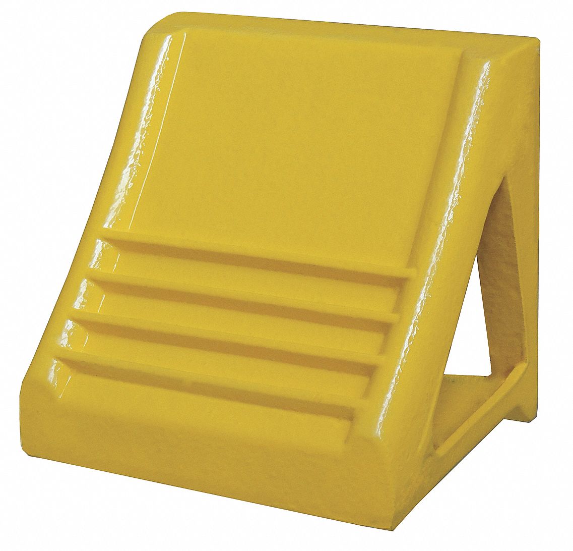 WHEEL CHOCK, STEEL, 8½ IN OVERALL L, 7 IN OVERALL W, 8¼ IN OVERALL H, 1 CHOCK, YELLOW
