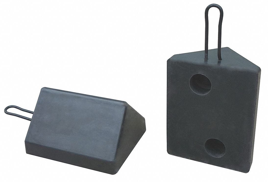 WHEEL CHOCK, RUBBER, 8 IN OVERALL L, 10 IN OVERALL W, 5½ IN OVERALL H, 1 CHOCK, BLACK, RUBBER
