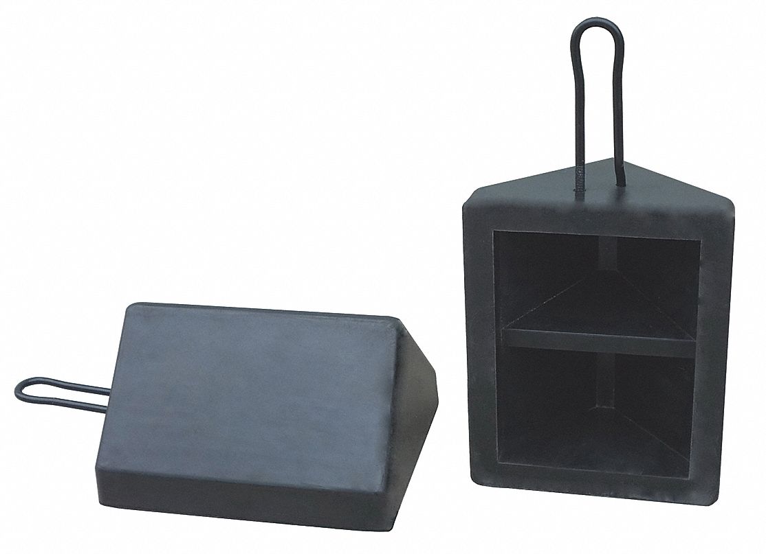 WHEEL CHOCK, RUBBER, 8 IN OVERALL L, 10 IN OVERALL W, 5½ IN OVERALL H, 1 CHOCK, BLACK, RUBBER