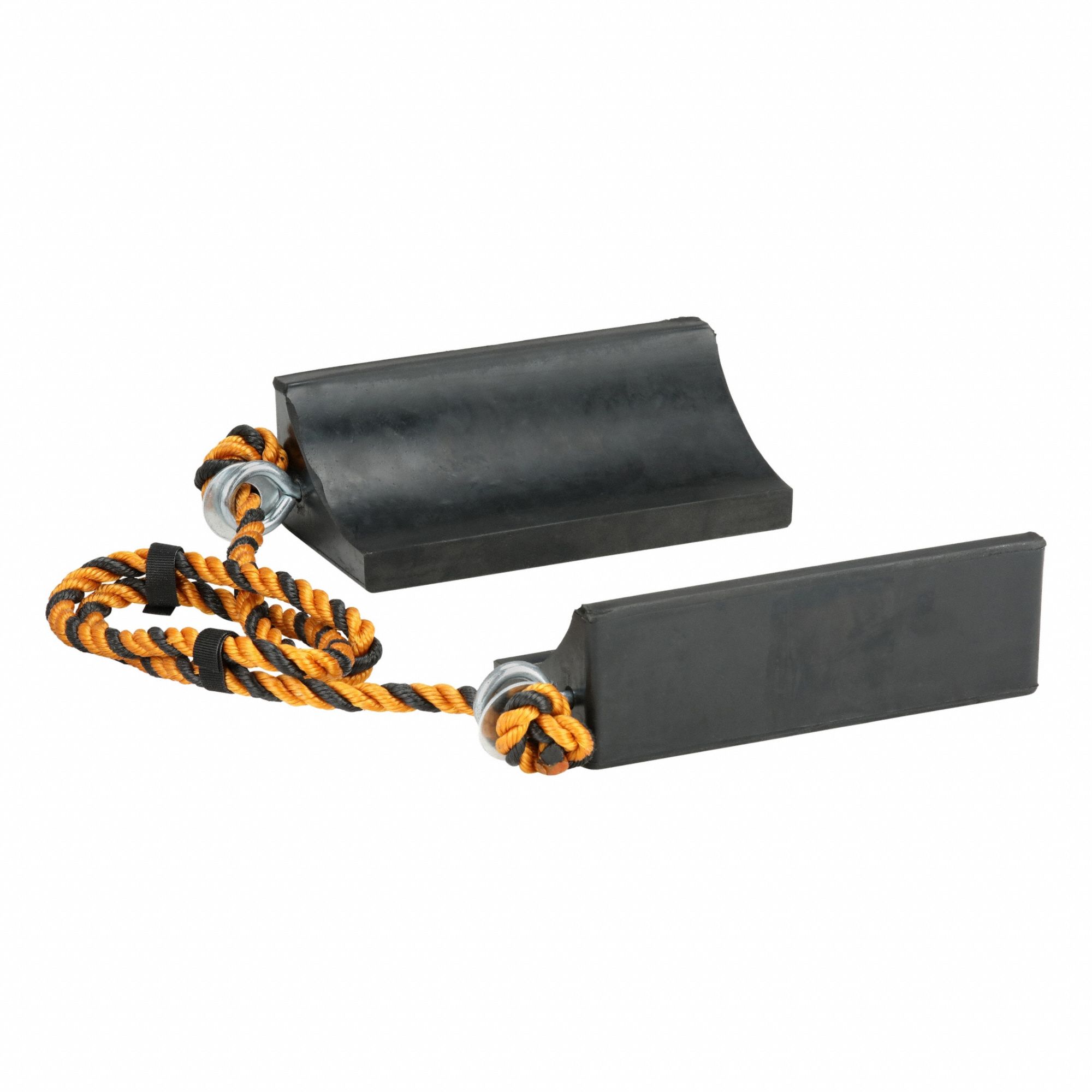 Wheel Chock: Rubber, 3 5/8 in Overall Lg, 8 in Overall Wd, 2 1/2 in Overall Ht, 2 Chocks, Aircraft