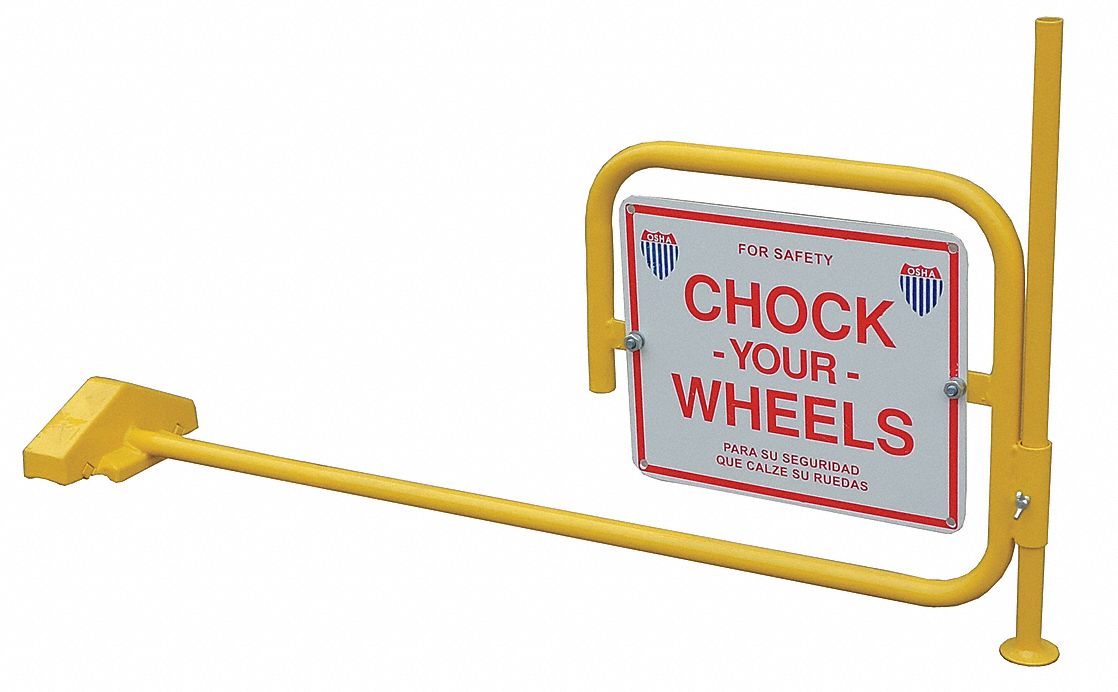 WHEEL CHOCK, STEEL, 7½ IN OVERALL L, 41 IN OVERALL W, 20 IN OVERALL H, 1 CHOCK, YELLOW