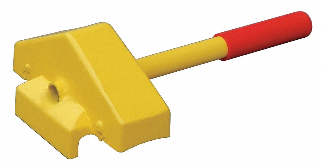 WHEEL CHOCK, STEEL, 7&frac12; IN OVERALL L, 12&frac12; IN OVERALL W, 3&frac34; IN OVERALL H, 1 CHOCK, YELLOW