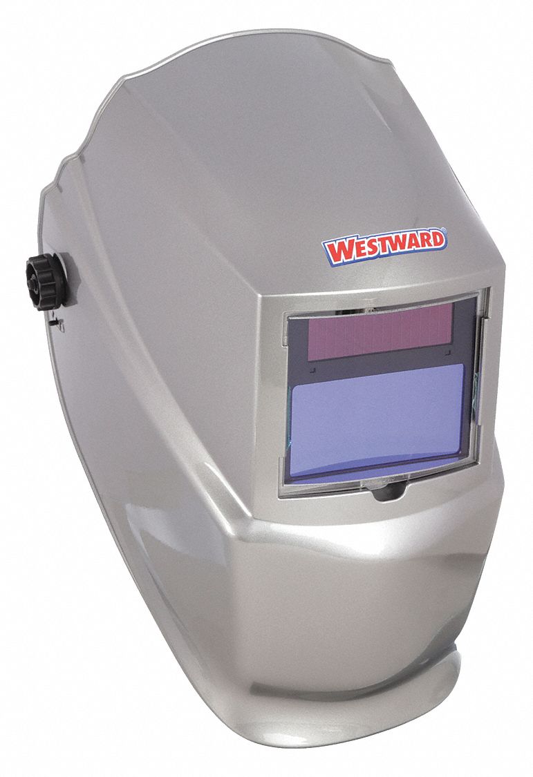 AUTO-DARKENING WELDING HELMET, 2 ARC SENSORS, GREY, W10, 3.82 X 1.85 IN, ANALOG, NYLON