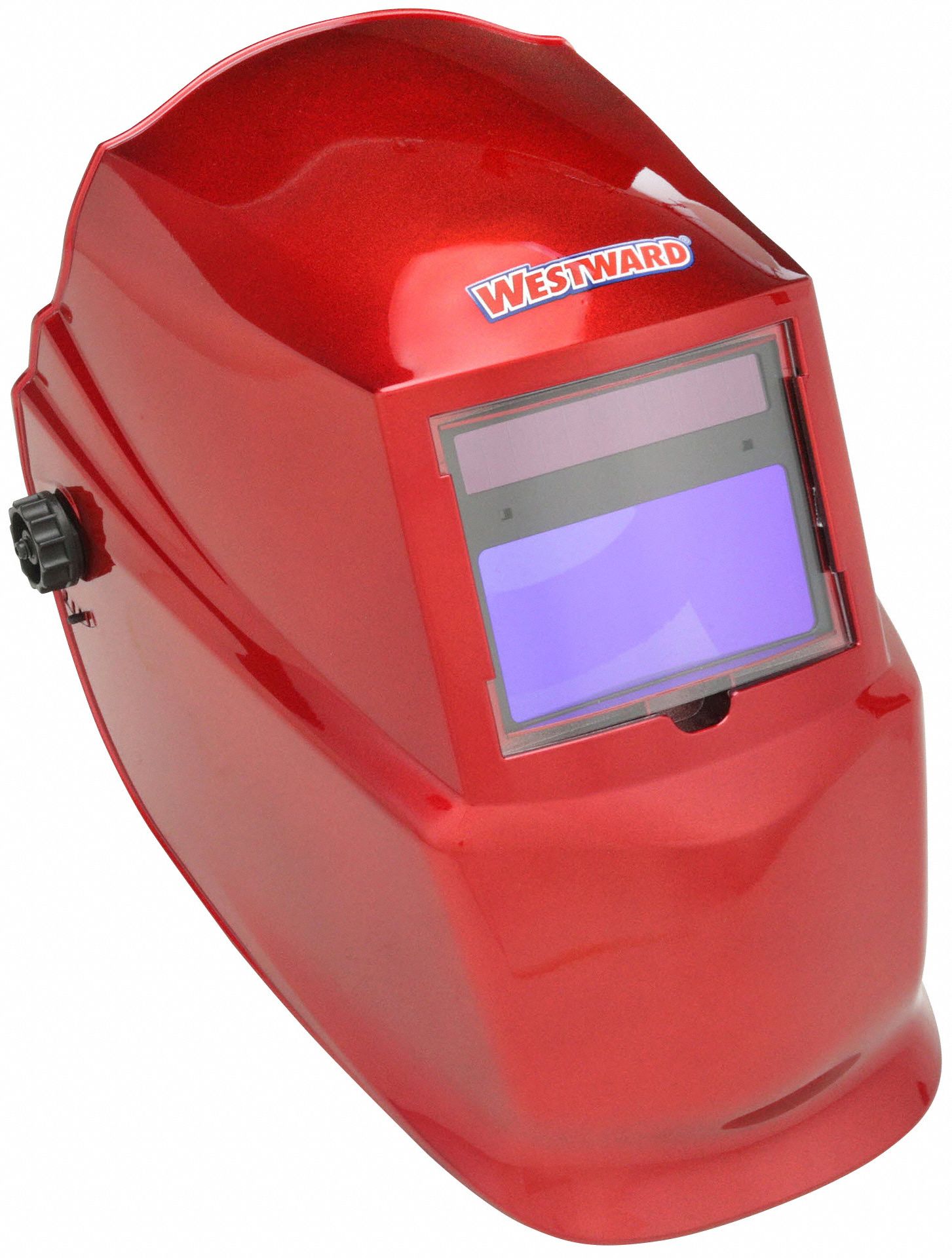 AUTO-DARKENING WELDING HELMET, 2 ARC SENSORS, RED, W10, 3.82 X 1.85 IN, ANALOG, RATCHET