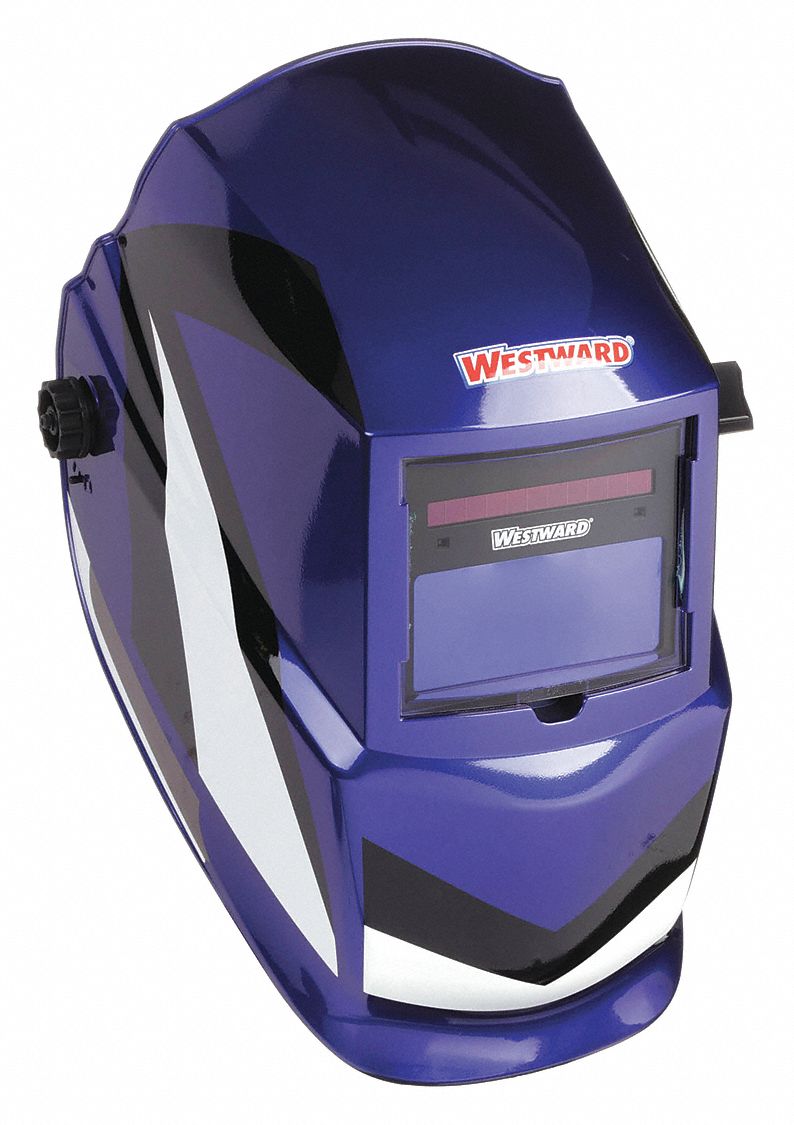 AUTO-DARKENING WELDING HELMET, 2 ARC SENSORS, GRAPHICS, BLK/BL/WHITE, W9-13, ANALOG