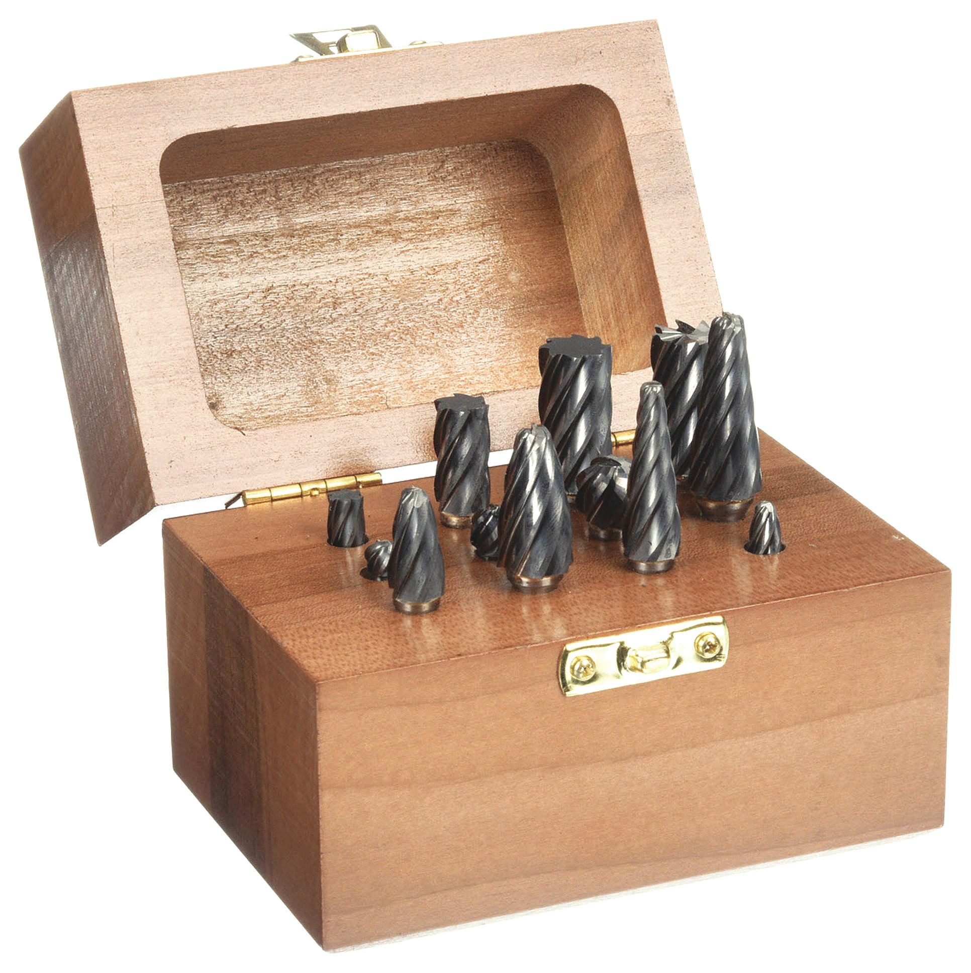 Carbide Bur Set: 1/4" Shank, Aluminum Cut, 1/4" to 1/2" Head Dia, 12 pc