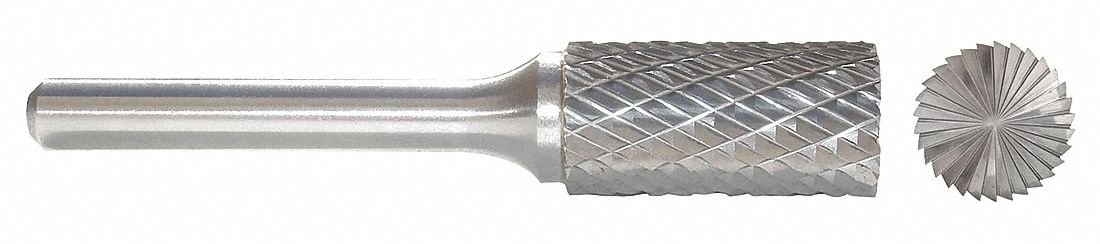 Carbide Bur: Cylinder with End Cut, SB-11, Double Cut, 1/8" x 1/2" Head, 1/4" Shank