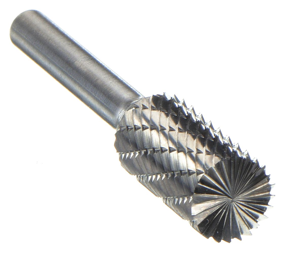 CARBIDE BUR, CYLINDRICAL WITH END CUT, 1/4 IN