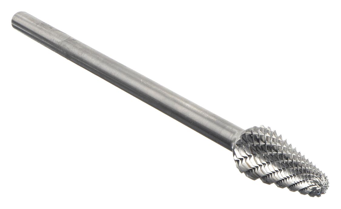 Carbide Bur: Ball-Nosed Cone, SL-1L6, Double Cut, 1/4" x 5/8" Head, 1/4" Shank