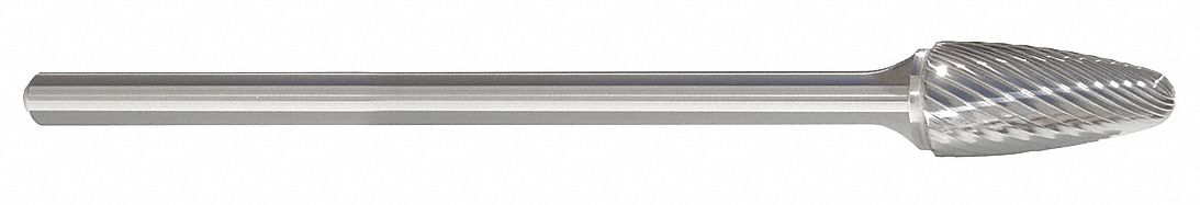 Carbide Bur: Ball-Nosed Tree, SF-1L6, Single Cut, 1/4" x 1/2" Head, 1/4" Shank