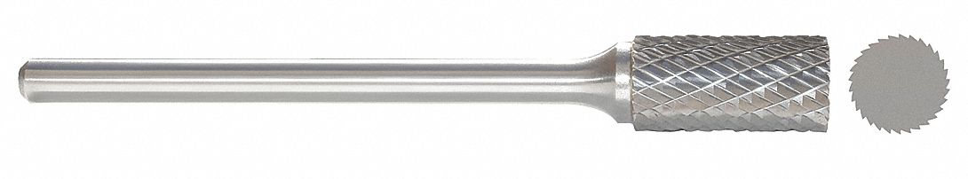 Carbide Bur: Cylinder, SA-1L6, Double Cut, 1/4" x 1/2" Head, 1/4" Shank