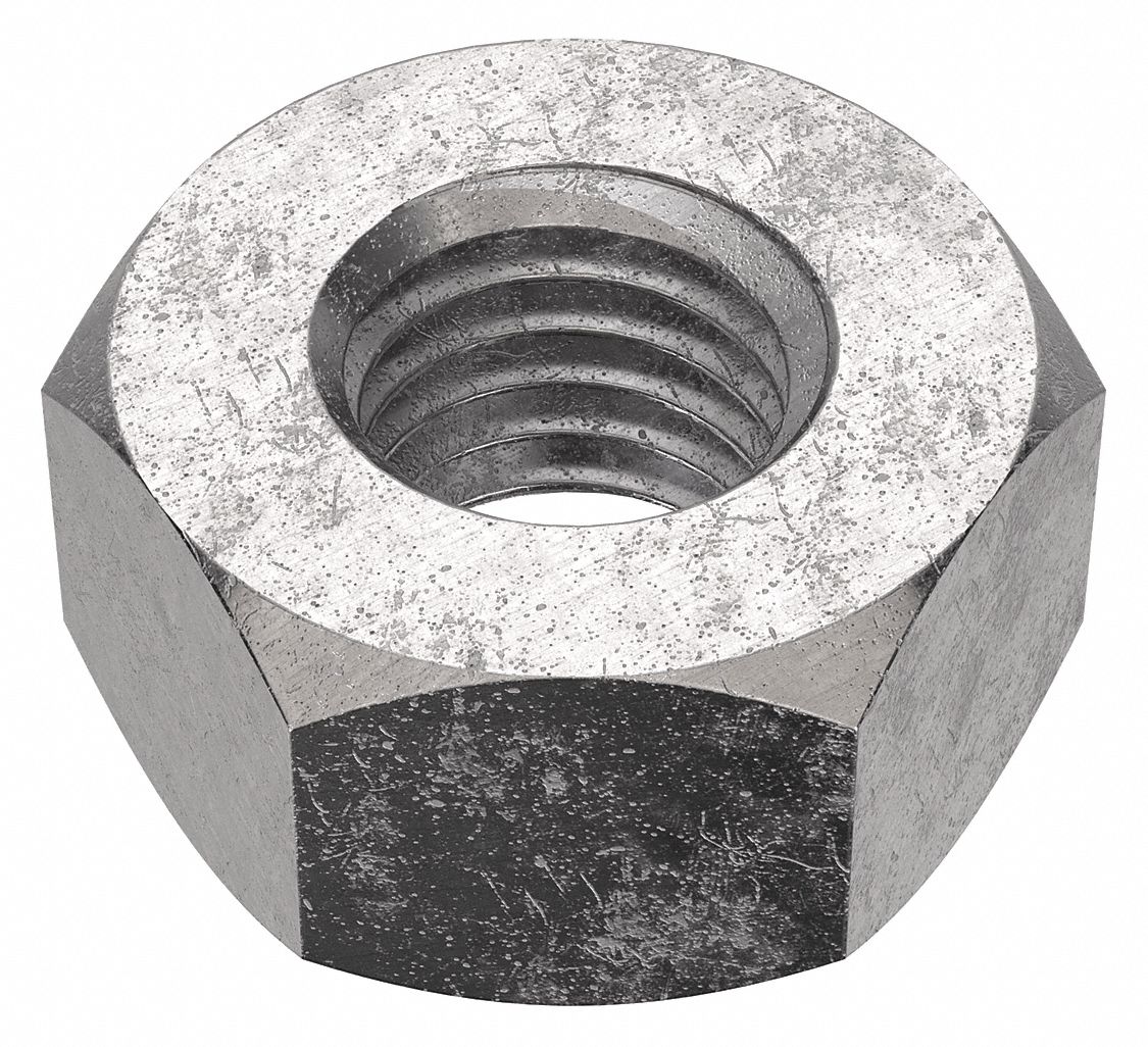 Hex Nut: Std Hex, 1/4"-28 Thread, 7/16 in Hex Wd, 7/32 in Hex Ht, Stainless Steel, 18-8, Std, 50 PK