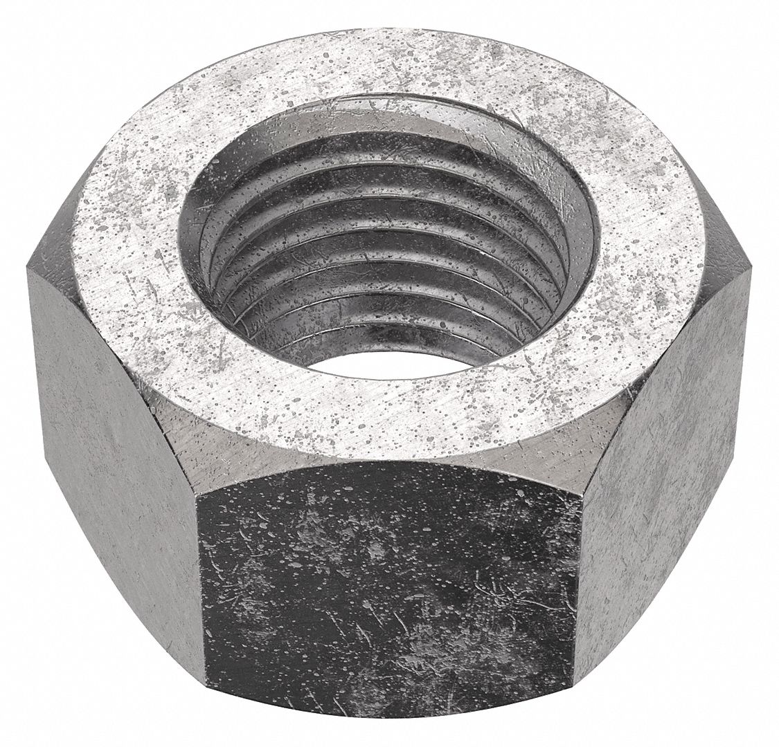 Hex Nut: Std Hex, 3/8"-24 Thread, 9/16 in Hex Wd, 21/64 in Hex Ht, Stainless Steel, 18-8, Std, 50 PK