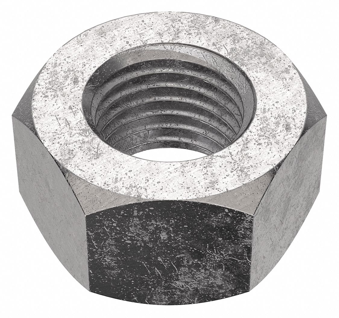 Hex Nut: Std Hex, 7/16"-20 Thread, 11/16 in Hex Wd, 3/8 in Hex Ht, Stainless Steel, 18-8, Std, 25 PK