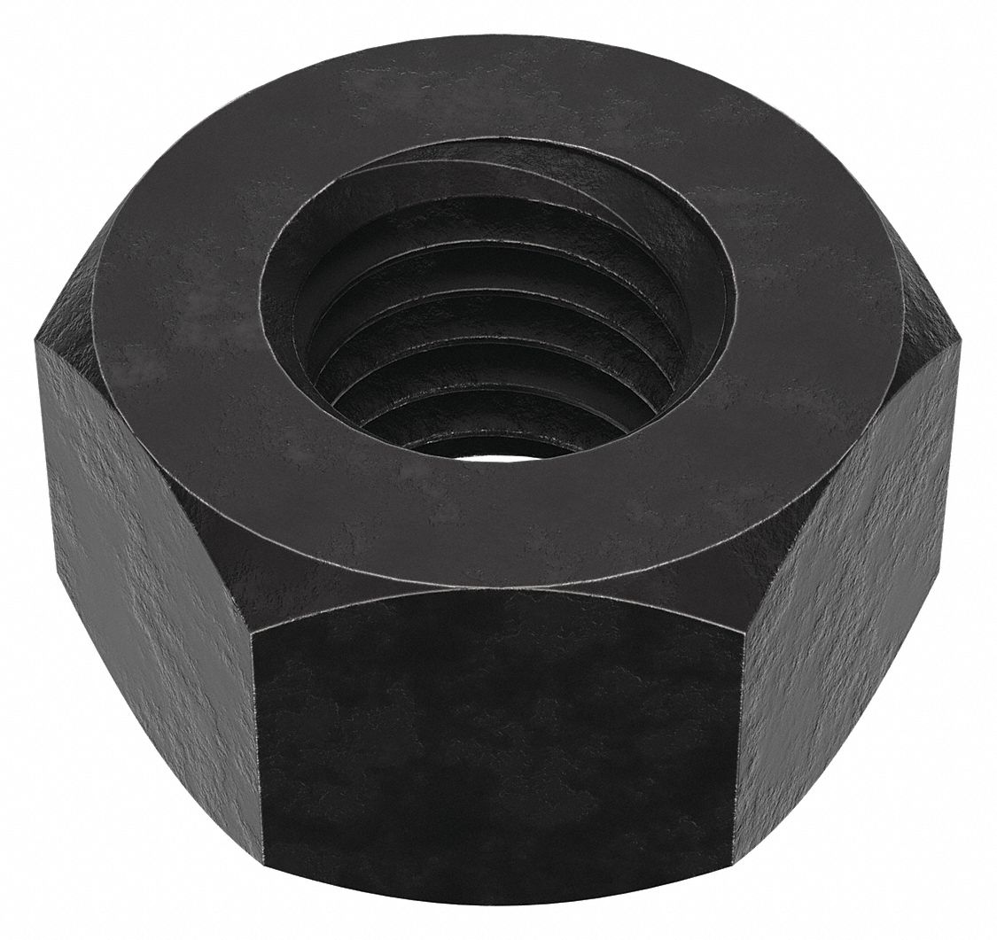 ÉCROU HEXAGONAL, ⅝"-11, 1-1/16PO HEX W, 39/64PO HEX H, ACIER, GRADE 2H, OXYDE NOIR, PQ200