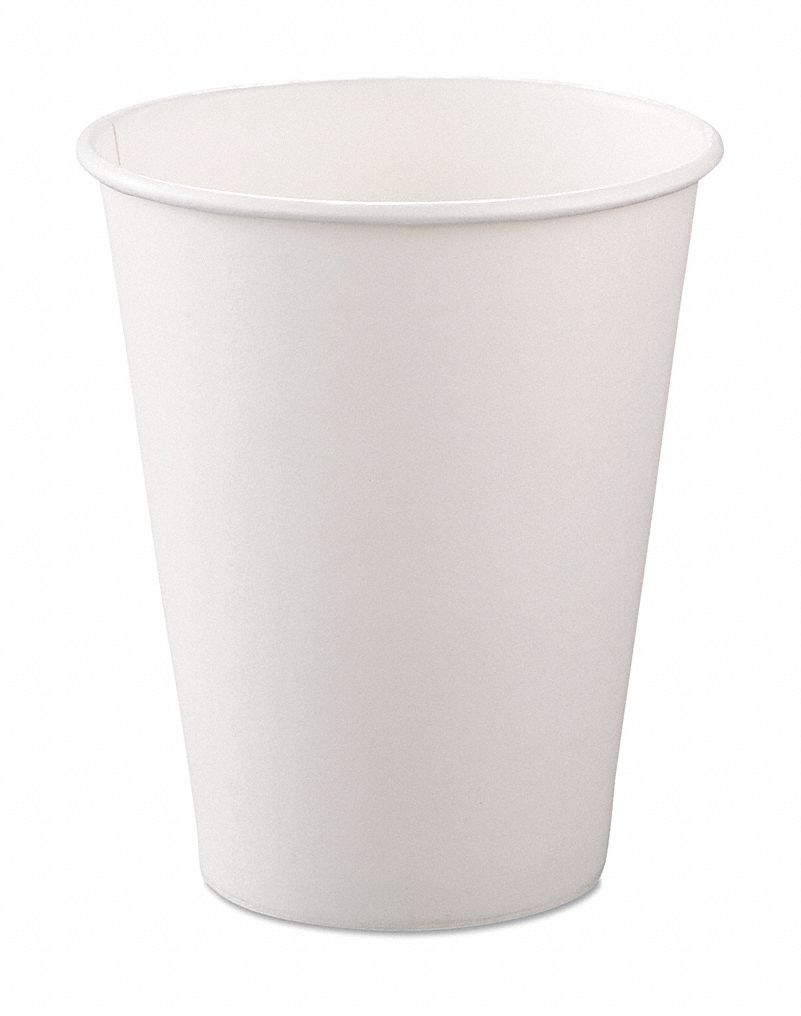 8 oz Paper Disposable Hot Cup, White, 1000 PK - Grainger