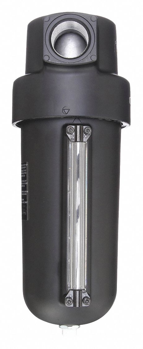 Compressed Air Filter: 40 micron, 1 in PTF, 425 cfm, 250 psi Max Op Pressure, Aluminum Bowl