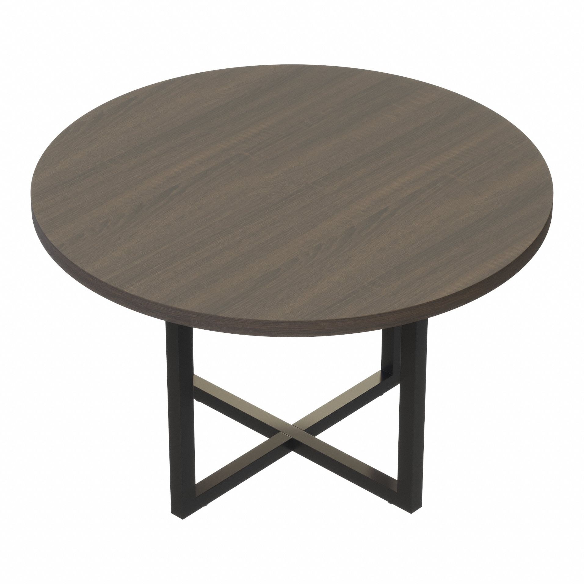 Conference Table: Circle, Fiberboard, Southern Tobacco, 29 1/2 in Overall Ht, Powder Coated