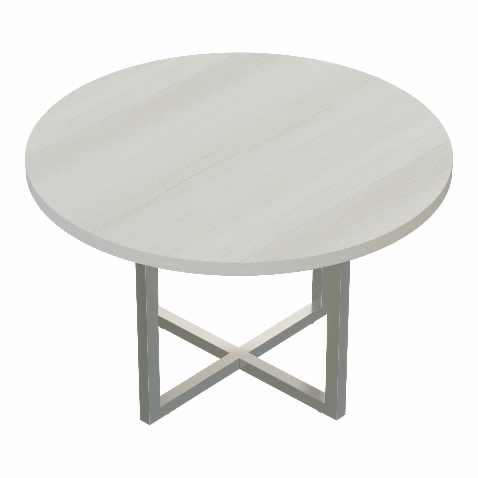 Conference Table: Circle, Fiberboard, White Ash, 29 1/2 in Overall Ht, 42 in Overall Dia