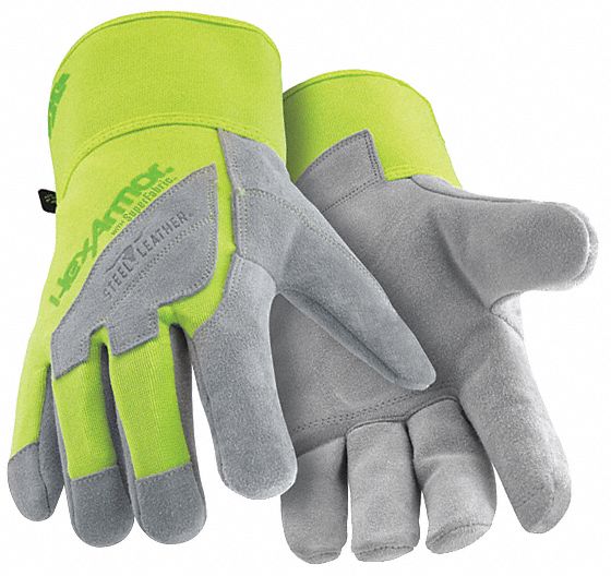 LEATHER GLOVES, L (9), WORK GLOVE PREMIUM, ANSI CUT LEVEL A8 SAFETY CUFF
