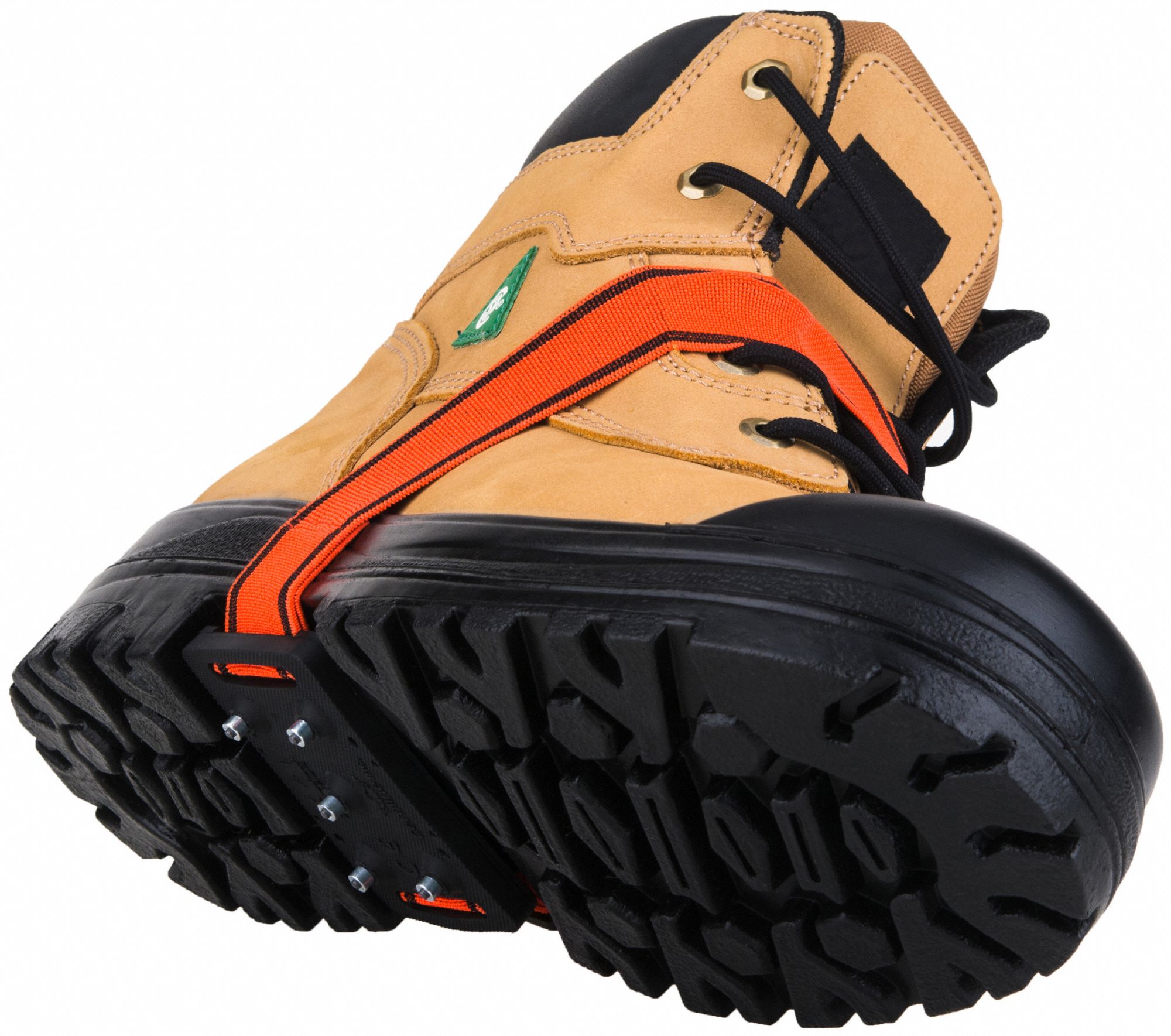 ICE CLEATS, UNIVERSAL, 3 IN LONG, 2 1/8 IN WIDE, BLACK/ORANGE, UNISEX