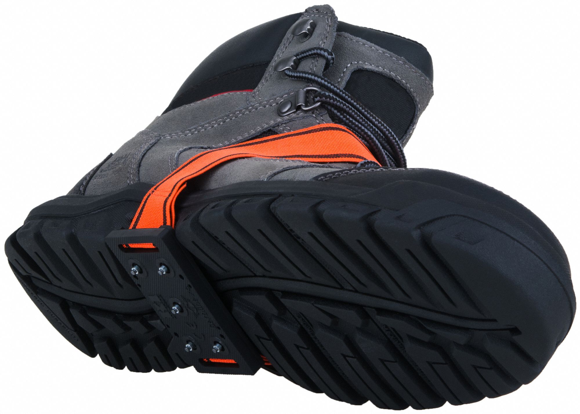 ICE CLEATS, UNIVERSAL, 3 IN LONG, 1¾ IN WIDE, BLACK/ORANGE, UNISEX