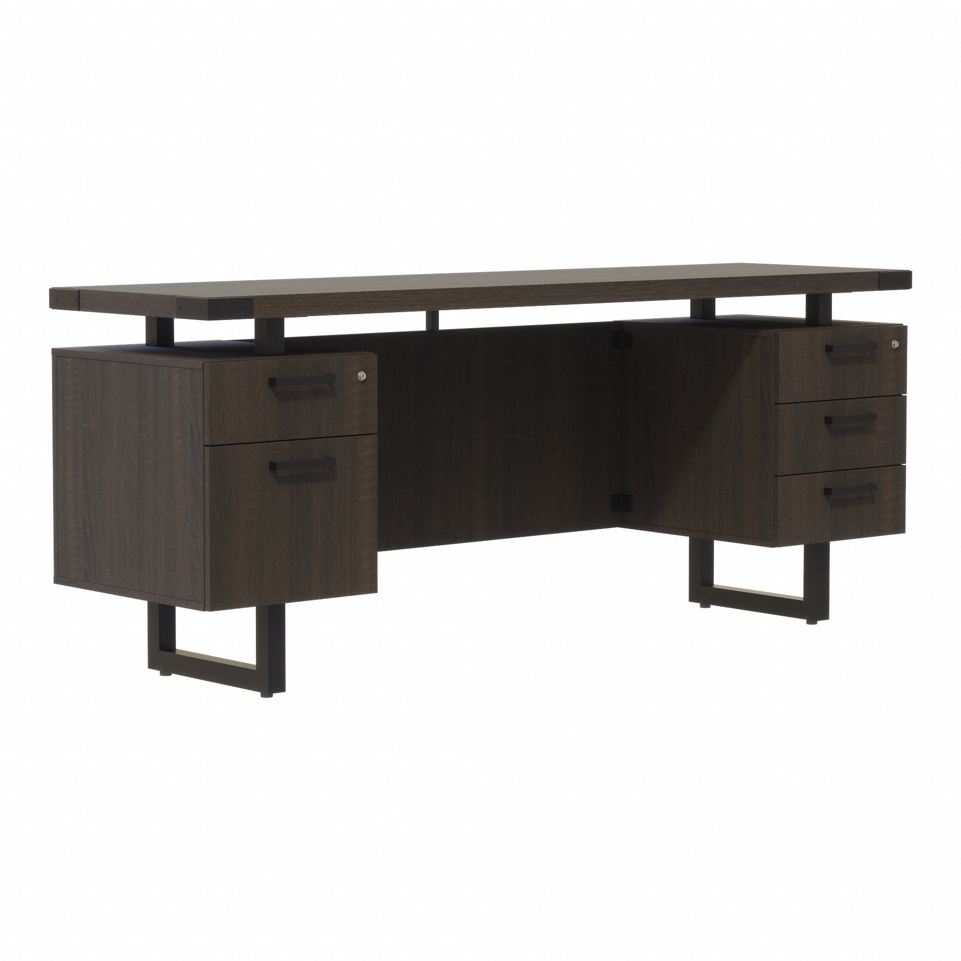 Credenza: Black, 72 in Overall Wd, 20 in Overall Dp, Southern Tobacco