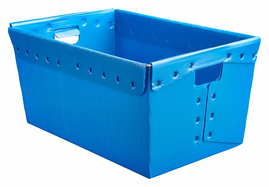 Nesting Tote: 12.9 gal, 23 in x 15 5/8 in x 12 in, Blue, Lid Not Included