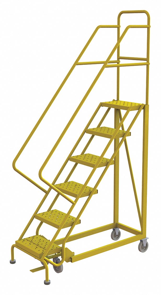 Rolling Ladder, Steel, Safety Angle, 6-Step