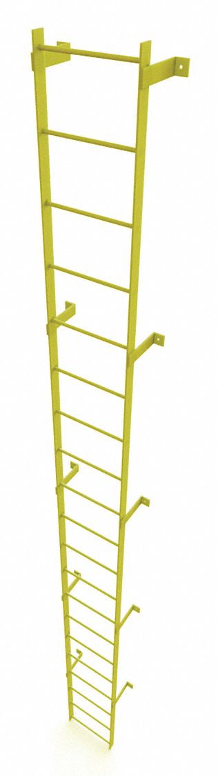 LADDER,STEEL, STANDARD FIXED,20-RUNG, 20 FT OVERALL H, 25 IN OVERALL W, STEEL, 20 RUNGS