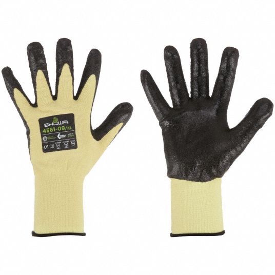 Showa 4561XL-09 Glove, A4, Black/Yellow, XL Size