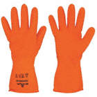 CHEMICAL-RESISTANT GLOVES, BIODEGRADABLE, UNLINED, SZ XS/6, 12 IN L/9 MIL THK, ORNG, NITRILE