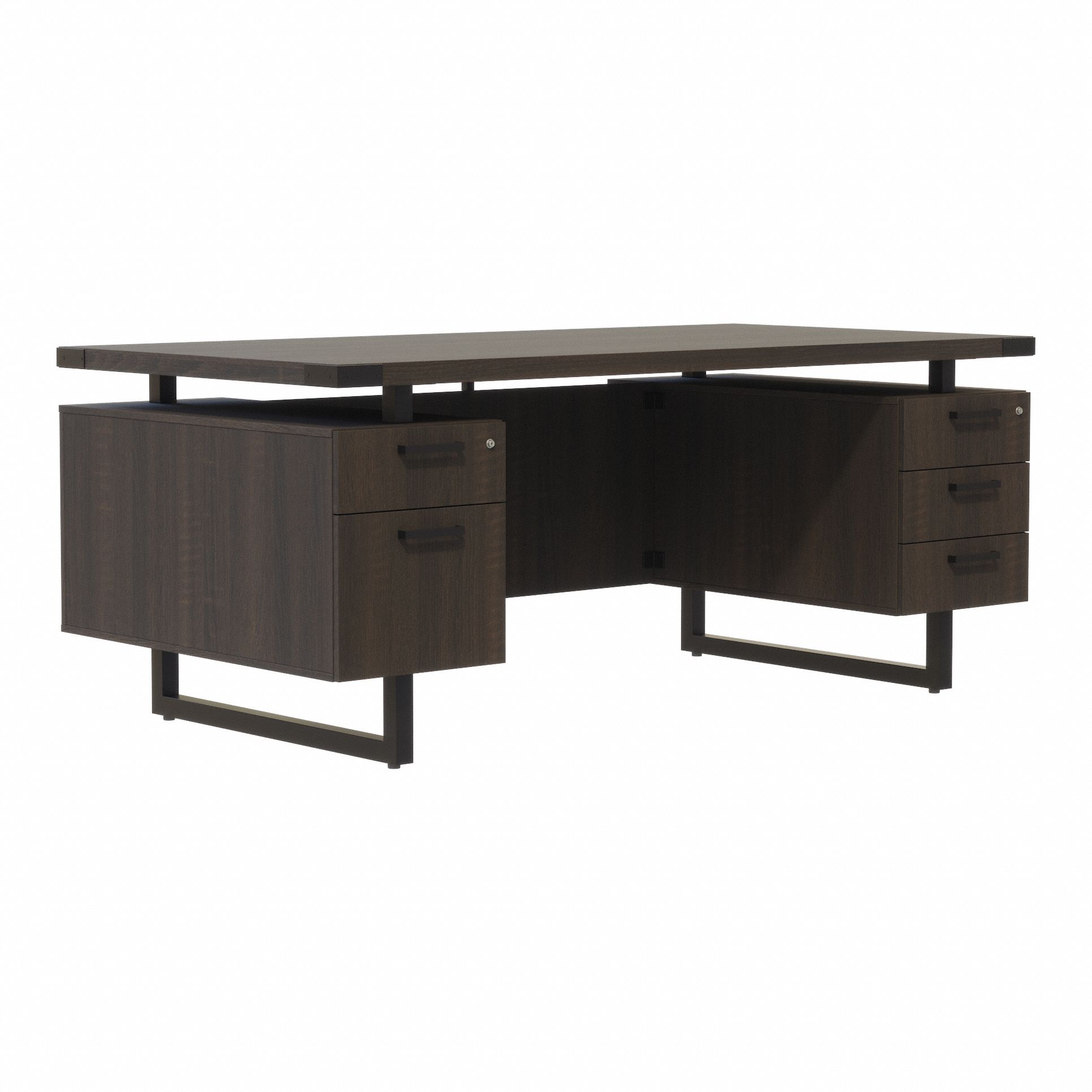 Office Desk: Black, 72 in Overall Wd, 36 in Overall Dp, Southern Tobacco